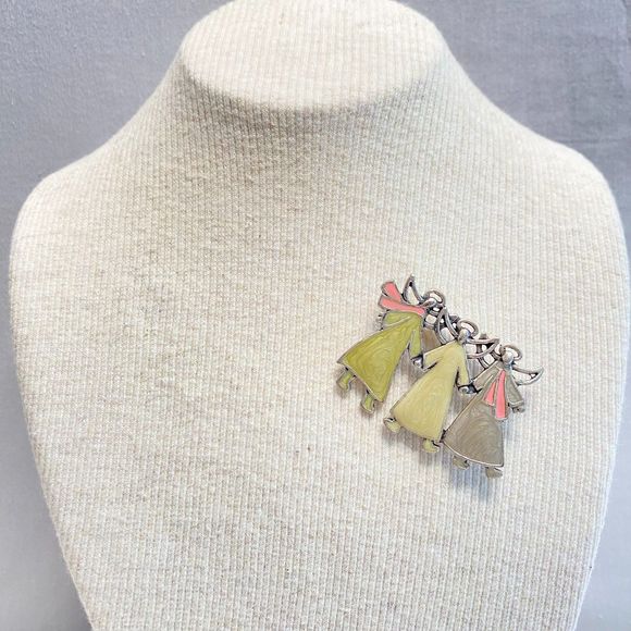 Jewelry - Breast Cancer Awareness Brooch Three Hand Holding Angels Donning Pink Scarves